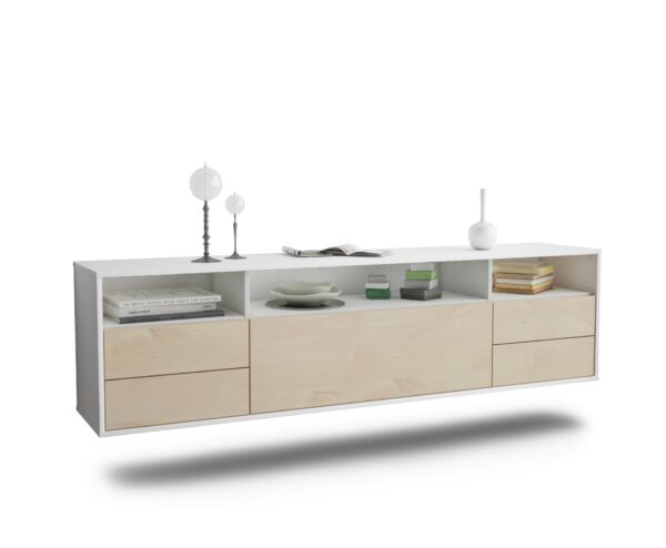 Lowboard Scottsdale | hängend | Korpus Weiß | Front in Zeder Holz Optik | 180x49x35cm (BxHxT)