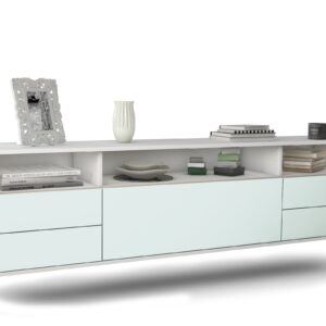 Lowboard Scottsdale | hängend | Korpus Weiß | Front in Mint | 180x49x35cm (BxHxT)