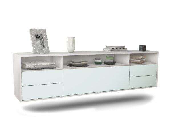 Lowboard Scottsdale | hängend | Korpus Weiß | Front in Mint | 180x49x35cm (BxHxT)