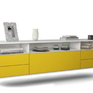 Lowboard Scottsdale | hängend | Korpus Weiß | Front in Gelb | 180x49x35cm (BxHxT)