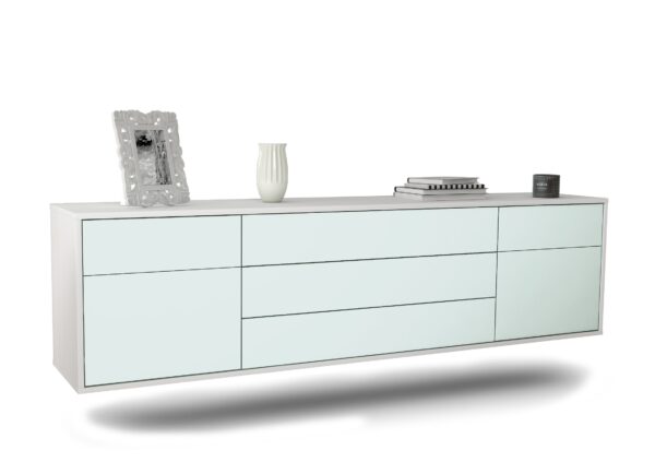 Lowboard Orlando | hängend | Korpus Weiß | Front in Mint | 180x49x35cm (BxHxT)