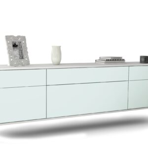 Lowboard Baton Rouge | hängend | Korpus Weiß | Front in Mint | 180x49x35cm (BxHxT)