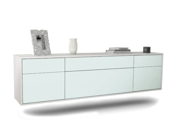Lowboard Baton Rouge | hängend | Korpus Weiß | Front in Mint | 180x49x35cm (BxHxT)