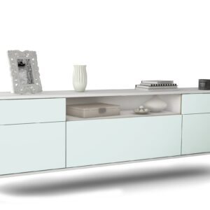 Lowboard Chesapeake | hängend | Korpus Weiß | Front in Mint | 180x49x35cm (BxHxT)