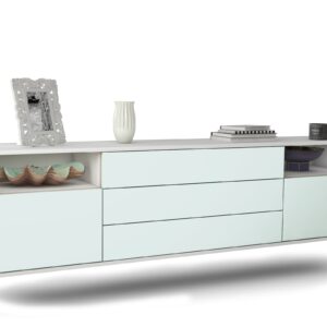 Lowboard Krefeld | hängend | Korpus Weiß | Front in Mint | 180x49x35cm (BxHxT)