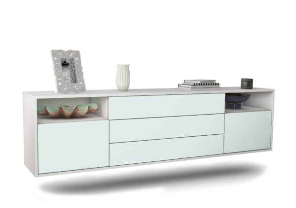 Lowboard Krefeld | hängend | Korpus Weiß | Front in Mint | 180x49x35cm (BxHxT)