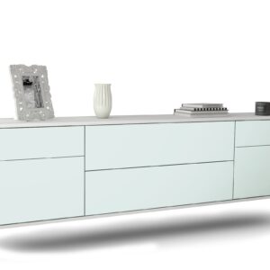 Lowboard Chula Vista | hängend | Korpus Weiß | Front in Mint | 180x49x35cm (BxHxT)