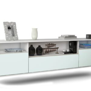 Lowboard Winston-Salem | hängend | Korpus Weiß | Front in Mint | 180x49x35cm (BxHxT)