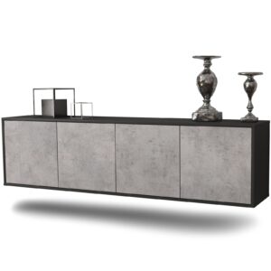 Lowboard Anaheim | hängend | Korpus Anthrazit | Front in Beton Optik | 180x49x35cm (BxHxT)