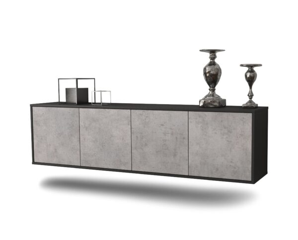 Lowboard Anaheim | hängend | Korpus Anthrazit | Front in Beton Optik | 180x49x35cm (BxHxT)