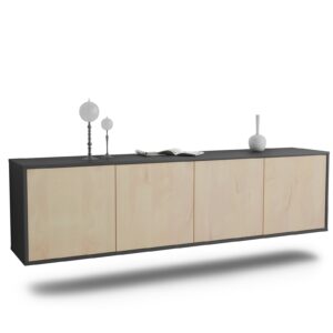 Lowboard Anaheim | hängend | Korpus Anthrazit | Front in Zeder Holz Optik | 180x49x35cm (BxHxT)