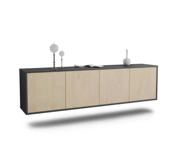 Lowboard Anaheim | hängend | Korpus Anthrazit | Front in Zeder Holz Optik | 180x49x35cm (BxHxT)