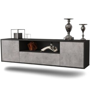 Lowboard Bakersfield | hängend | Korpus Anthrazit | Front in Beton Optik | 180x49x35cm (BxHxT)