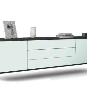 Lowboard Riverside | hängend | Korpus Anthrazit | Front in Mint | 180x49x35cm (BxHxT)