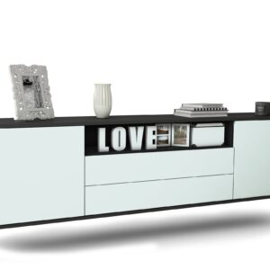 Lowboard Stockton | hängend | Korpus Anthrazit | Front in Mint | 180x49x35cm (BxHxT)