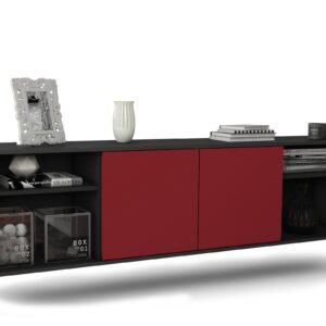 Lowboard Anchorage | hängend | Korpus Anthrazit | Front in Bordeaux | 180x49x35cm (BxHxT)