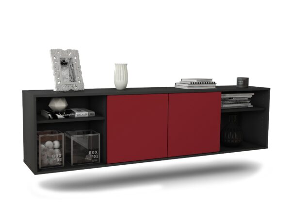 Lowboard Anchorage | hängend | Korpus Anthrazit | Front in Bordeaux | 180x49x35cm (BxHxT)