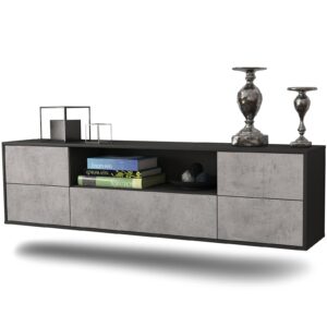 Lowboard Buffalo | hängend | Korpus Anthrazit | Front in Beton Optik | 180x49x35cm (BxHxT)
