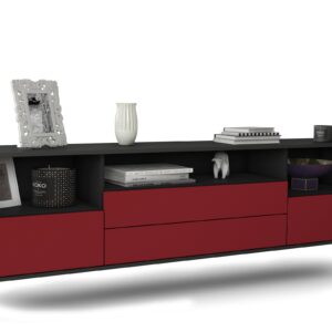 Lowboard Henderson | hängend | Korpus Anthrazit | Front in Bordeaux | 180x49x35cm (BxHxT)