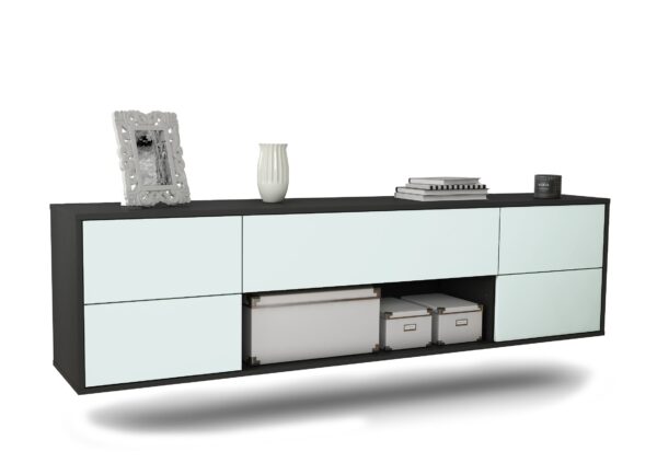 Lowboard Lincoln | hängend | Korpus Anthrazit | Front in Mint | 180x49x35cm (BxHxT)