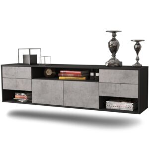 Lowboard Jersey City | hängend | Korpus Anthrazit | Front in Beton Optik | 180x49x35cm (BxHxT)
