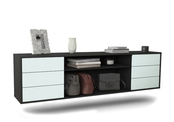Lowboard Norfolk | hängend | Korpus Anthrazit | Front in Mint | 180x49x35cm (BxHxT)