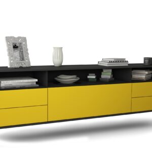 Lowboard Scottsdale | hängend | Korpus Anthrazit | Front in Gelb | 180x49x35cm (BxHxT)