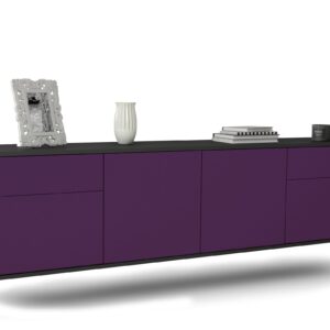Lowboard Madison | hängend | Korpus Anthrazit | Front in Lila | 180x49x35cm (BxHxT)