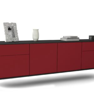 Lowboard Madison | hängend | Korpus Anthrazit | Front in Bordeaux | 180x49x35cm (BxHxT)