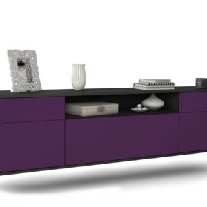 Lowboard Chesapeake | hängend | Korpus Anthrazit | Front in Lila | 180x49x35cm (BxHxT)
