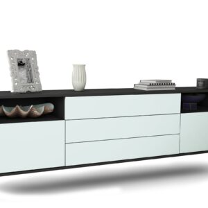 Lowboard Krefeld | hängend | Korpus Anthrazit | Front in Mint | 180x49x35cm (BxHxT)