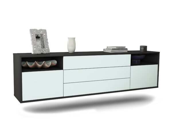Lowboard Krefeld | hängend | Korpus Anthrazit | Front in Mint | 180x49x35cm (BxHxT)