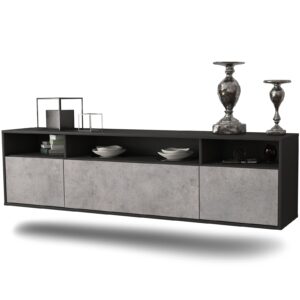 Lowboard Durham | hängend | Korpus Anthrazit | Front in Beton Optik | 180x49x35cm (BxHxT)