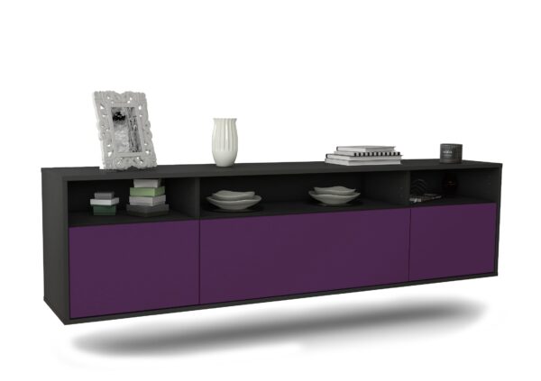 Lowboard Durham | hängend | Korpus Anthrazit | Front in Lila | 180x49x35cm (BxHxT)