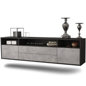 Lowboard Laredo | hängend | Korpus Anthrazit | Front in Beton Optik | 180x49x35cm (BxHxT)