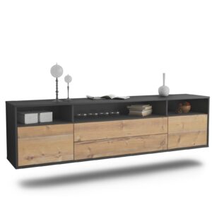 Lowboard Laredo | hängend | Korpus Anthrazit | Front in Pinie Holz Optik | 180x49x35cm (BxHxT)