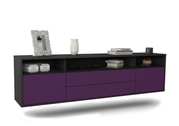Lowboard Laredo | hängend | Korpus Anthrazit | Front in Lila | 180x49x35cm (BxHxT)