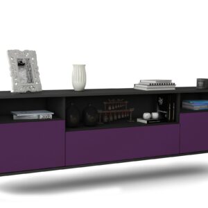 Lowboard Winston-Salem | hängend | Korpus Anthrazit | Front in Lila | 180x49x35cm (BxHxT)