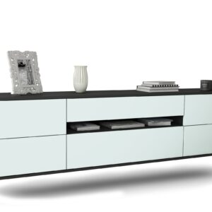 Lowboard Reno | hängend | Korpus Anthrazit | Front in Mint | 180x49x35cm (BxHxT)