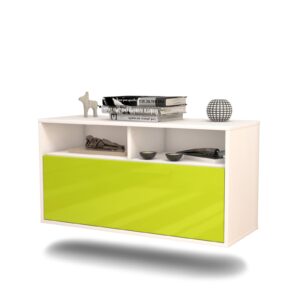 Lowboard Dallas | hängend | Korpus Weiß | Front in Hochglanz Grün | 92x49x35cm (BxHxT)