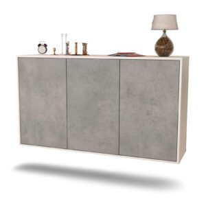 Sideboard Chattanooga | hängend | Korpus Weiß | Front in Beton Optik | 136x79x35cm (BxHxT)