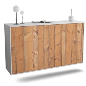 Sideboard Chattanooga | hängend | Korpus Weiß | Front in Pinie Holz Optik | 136x79x35cm (BxHxT)