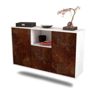Sideboard Overland Park | hängend | Korpus Weiß | Front in Rost Optik | 136x79x35cm (BxHxT)