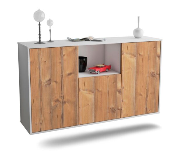 Sideboard Overland Park | hängend | Korpus Weiß | Front in Pinie Holz Optik | 136x79x35cm (BxHxT)