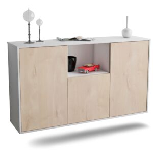 Sideboard Overland Park | hängend | Korpus Weiß | Front in Zeder Holz Optik | 136x79x35cm (BxHxT)