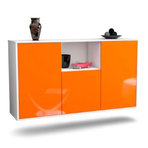 Sideboard Overland Park | hängend | Korpus Weiß | Front in Hochglanz Orange | 136x79x35cm (BxHxT)