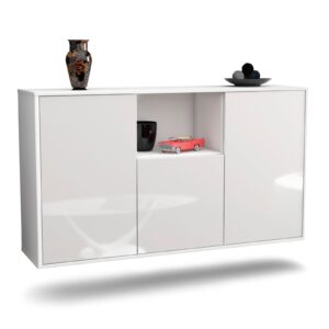 Sideboard Overland Park | hängend | Korpus Weiß | Front in Hochglanz Weiß | 136x79x35cm (BxHxT)