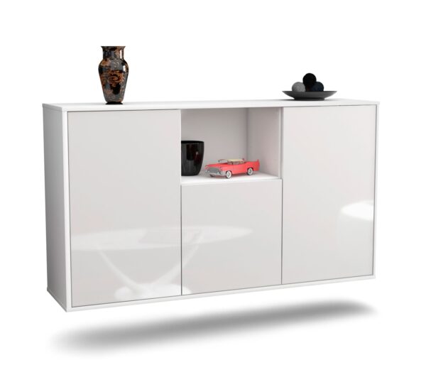 Sideboard Overland Park | hängend | Korpus Weiß | Front in Hochglanz Weiß | 136x79x35cm (BxHxT)