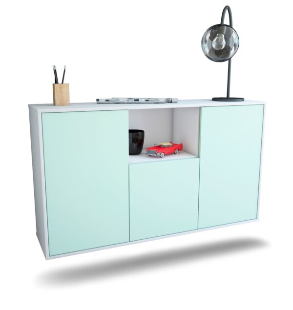 Sideboard Overland Park | hängend | Korpus Weiß | Front in Mint | 136x79x35cm (BxHxT)