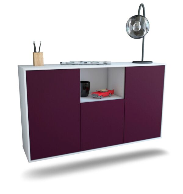 Sideboard Overland Park | hängend | Korpus Weiß | Front in Lila | 136x79x35cm (BxHxT)
